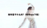 推特是干什么的?（推特app下载）