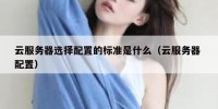 云服务器选择配置的标准是什么（云服务器 配置）