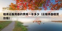 租用云服务器的费用一年多少（云服务器租赁价格）