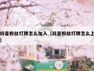 抖音粉丝灯牌怎么加入（抖音粉丝灯牌怎么上）