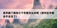 派币骗了最怕三个东西怎么办呢（派币在中国合不合法了）