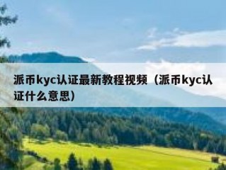 派币kyc认证最新教程视频（派币kyc认证什么意思）