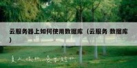 云服务器上如何使用数据库（云服务 数据库）