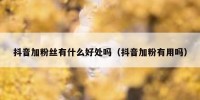 抖音加粉丝有什么好处吗（抖音加粉有用吗）