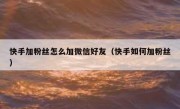 快手加粉丝怎么加微信好友（快手如何加粉丝）