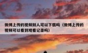 微博上传的视频别人可以下载吗（微博上传的视频可以看到观看记录吗）