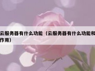 云服务器有什么功能（云服务器有什么功能和作用）