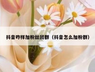抖音咋样加粉丝团群（抖音怎么加粉群）
