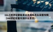 ins上的评论都能显示出来吗怎么设置权限（ins评论区看不到什么意思）