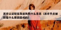 派币认证短信发送失败什么意思（派币节点被扣是什么原因造成的）
