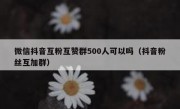 微信抖音互粉互赞群500人可以吗（抖音粉丝互加群）
