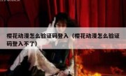 樱花动漫怎么验证码登入（樱花动漫怎么验证码登入不了）