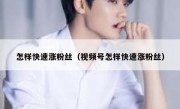怎样快速涨粉丝（视频号怎样快速涨粉丝）
