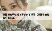 樱花锁密码输错了要多久不报警（樱花锁忘记密码怎么办）