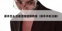 派币怎么注册流程视频教程（派币手机注册）