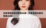 抖音等级价格对照表46级（抖音等级价格对照表48级）
