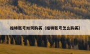 推特账号如何购买（推特账号怎么购买）