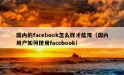 国内的facebook怎么样才能用（国内用户如何使用facebook）
