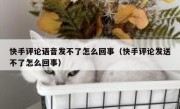 快手评论语音发不了怎么回事（快手评论发送不了怎么回事）