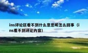 ins评论区看不到什么意思呢怎么回事（ins看不到评论内容）