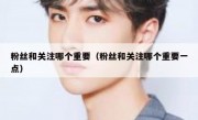 粉丝和关注哪个重要（粉丝和关注哪个重要一点）