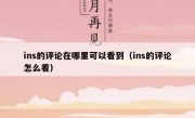 ins的评论在哪里可以看到（ins的评论怎么看）