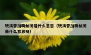 玩抖音加粉丝团是什么意思（玩抖音加粉丝团是什么意思呀）