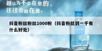 抖音粉丝粉丝1000粉（抖音粉丝到一千有什么好处）