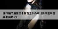 派币骗了最怕三个东西怎么办呢（派币是不是真的成功了）