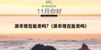 派币现在能卖吗?（派币现在能卖吗）