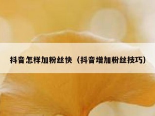 抖音怎样加粉丝快（抖音增加粉丝技巧）