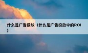 什么是广告投放（什么是广告投放中的ROI）
