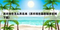 派币钱包怎么弄出来（派币钱包最新版本官网下载）