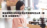 微信视频号没有粉丝可以开橱窗吗怎么弄（微信 我 没有视频号）