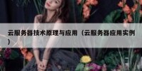 云服务器技术原理与应用（云服务器应用实例）
