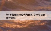 ins不能删除评论吗为什么（ins可以删除评论吗）