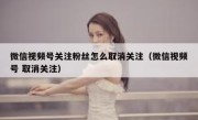 微信视频号关注粉丝怎么取消关注（微信视频号 取消关注）