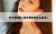 快手涨涨粉（快手涨粉有什么用处）
