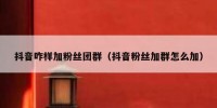 抖音咋样加粉丝团群（抖音粉丝加群怎么加）