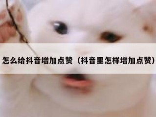 怎么给抖音增加点赞（抖音里怎样增加点赞）