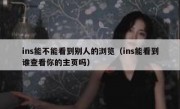 ins能不能看到别人的浏览（ins能看到谁查看你的主页吗）