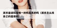 派币邀请码是唯一的吗是真的吗（派币怎么找自己的邀请码）