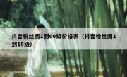 抖音粉丝团1到60级价格表（抖音粉丝团1到15级）