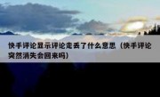 快手评论显示评论走丢了什么意思（快手评论突然消失会回来吗）