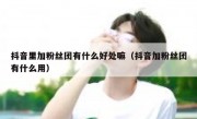 抖音里加粉丝团有什么好处嘛（抖音加粉丝团有什么用）