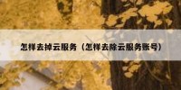 怎样去掉云服务（怎样去除云服务账号）