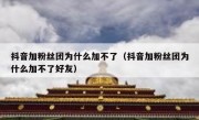 抖音加粉丝团为什么加不了（抖音加粉丝团为什么加不了好友）