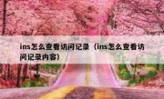 ins怎么查看访问记录（ins怎么查看访问记录内容）