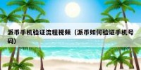 派币手机验证流程视频（派币如何验证手机号码）