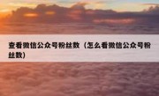 查看微信公众号粉丝数（怎么看微信公众号粉丝数）